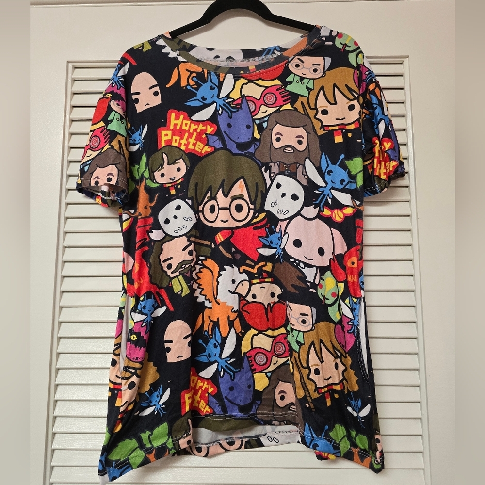 (Unisex) Short-Sleeve Harry Potter & Friends Cartoon Top With Pockets